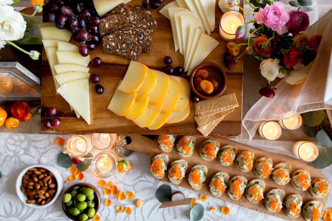 Cheeses and crostini