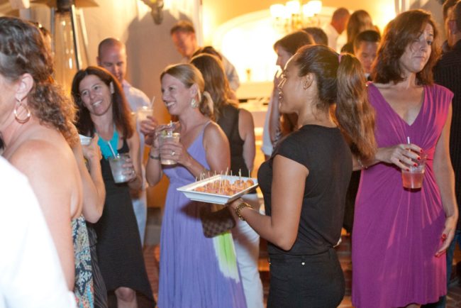 Laughing party guests