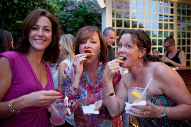 Guests enjoying appetizers