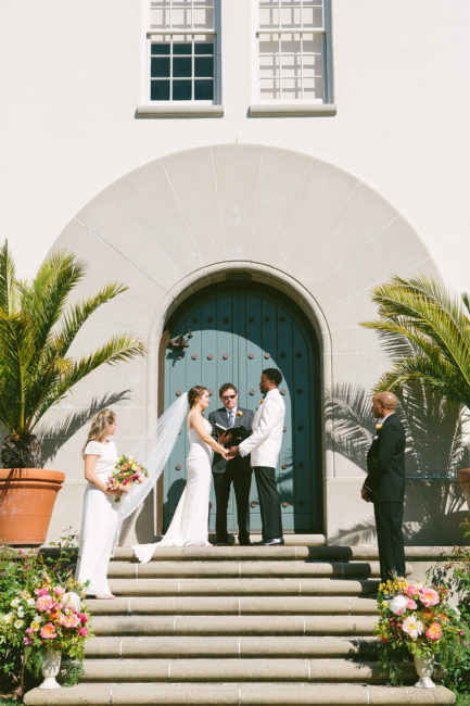 Wedding ceremony on steps