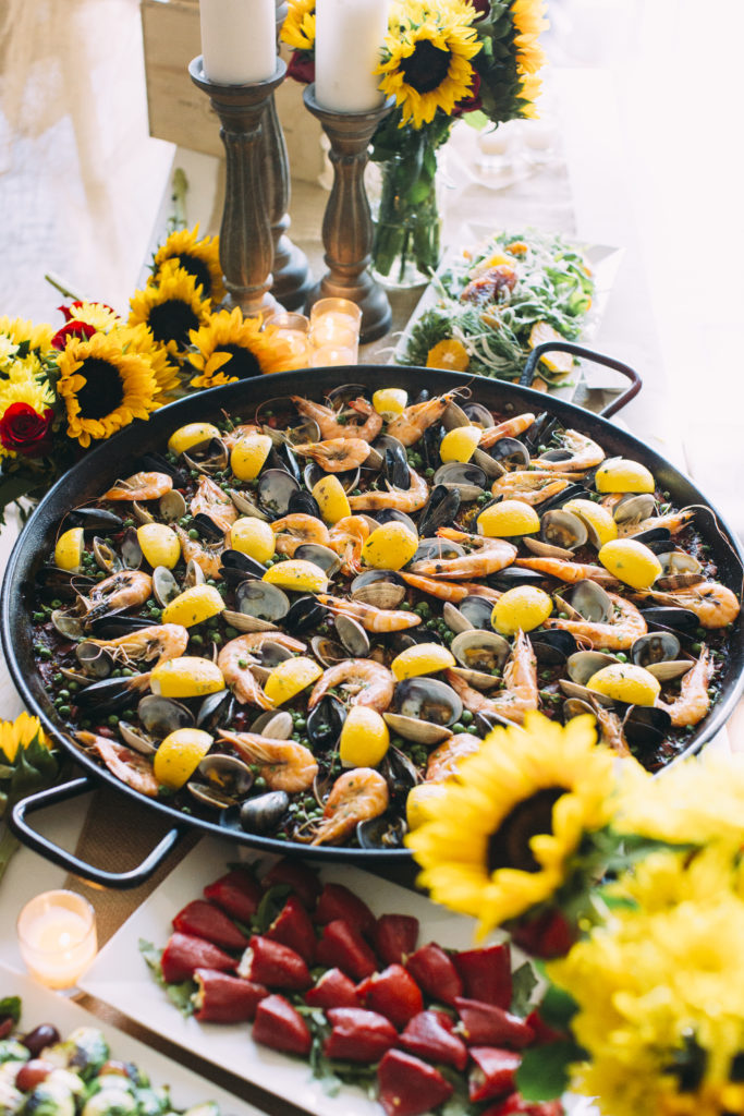 Paella with sunflowers