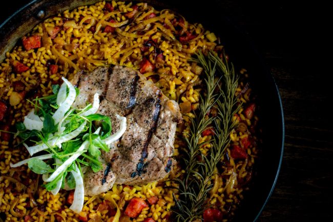 Pork paella