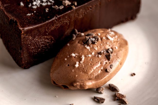 Sea salt on chocolate ice cream