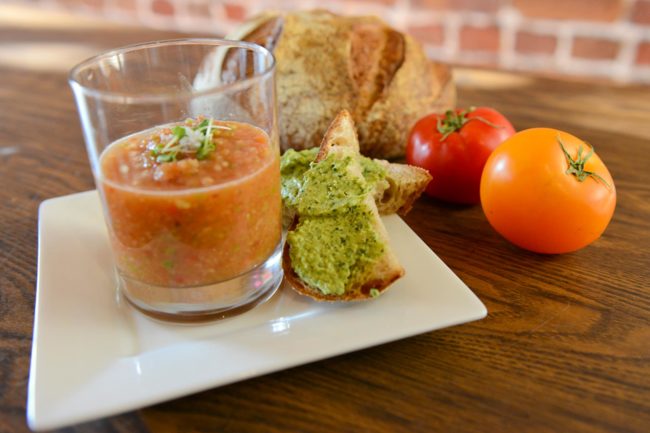 Tomato gazpacho with bread