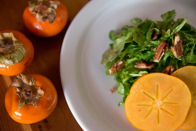 Persimmon pecan salad