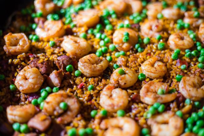 Paella with chorizo