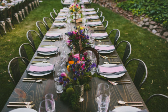 Flower and moss center pieces