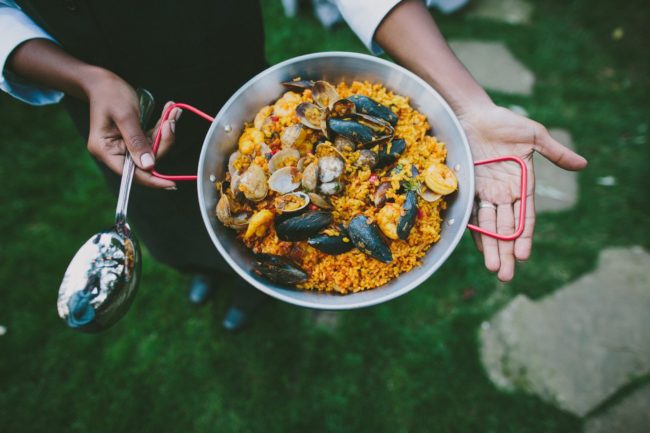Serving paella