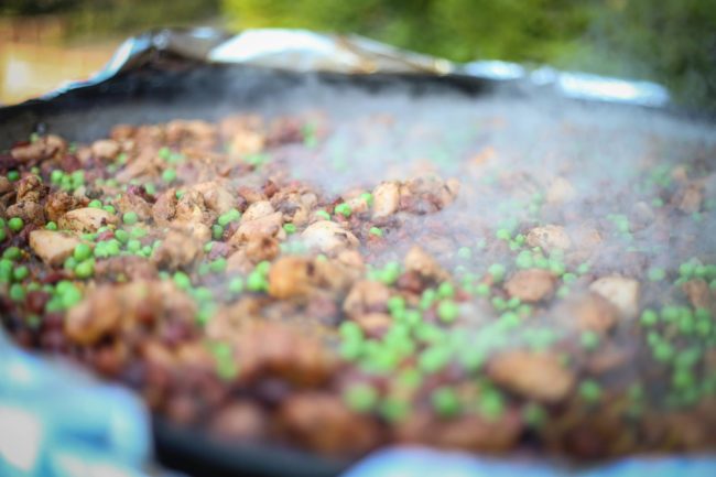 Steam rising off paella
