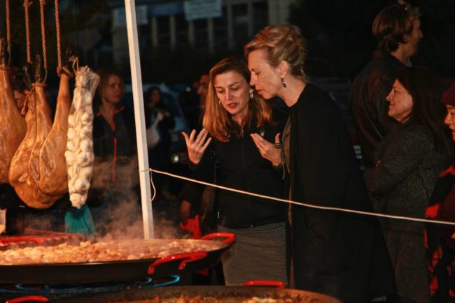 Enjoying the paella aroma