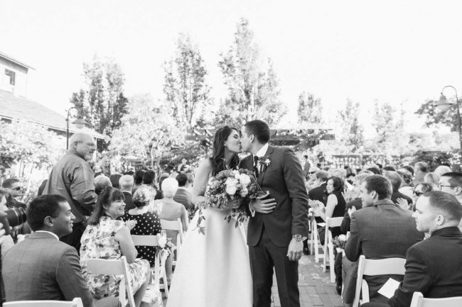 Newlyweds kiss