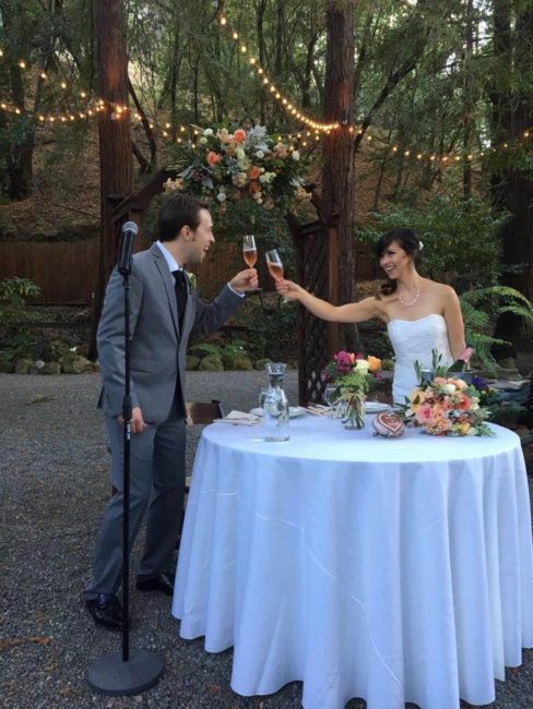 Toasting the bride and groom